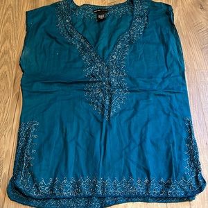 Casual teal New York and company tunic style tank size small